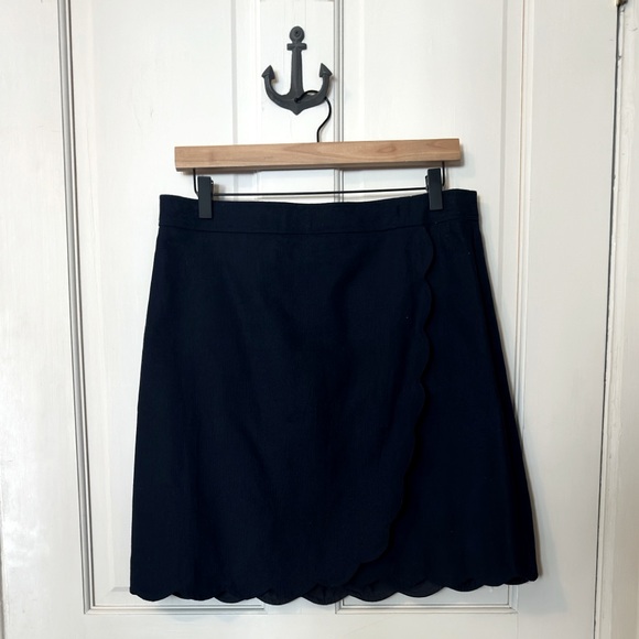 J. Crew Dresses & Skirts - NWT - J. Crew navy blue A-Line Skirt with Scalloped Hem